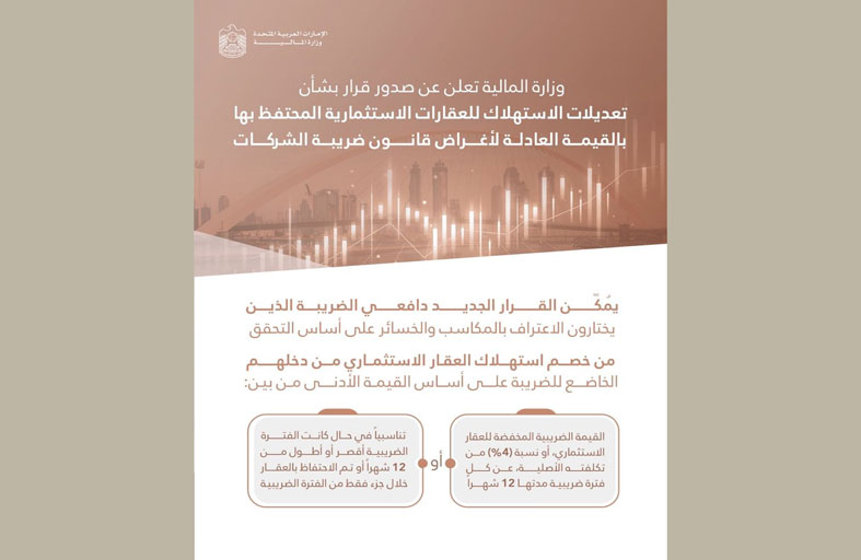وزارة المالية تصدر قرارا بشأن تعديلات الاستهلاك للعقارات  الاستثمارية المحتفظ بها بالقيمة العادلة لأغراض قانون ضريبة الشركات