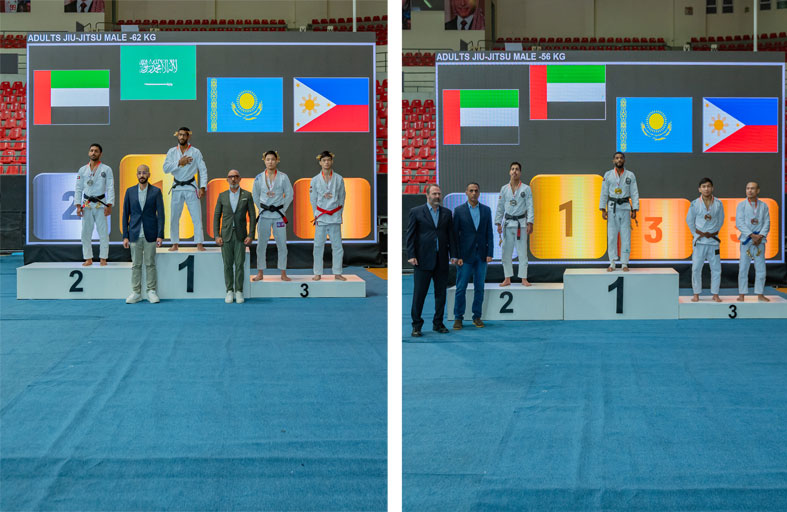 7 ميداليات ملوّنة لأبطال الإمارات في اليوم الأول من بطولة آسيا للجوجيتسو في الأردن 