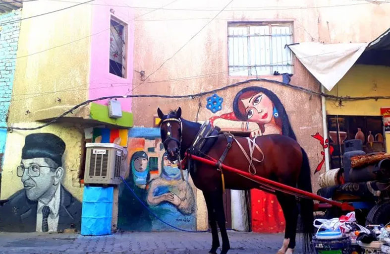 جداريات فنية تزين بغداد.. قصة تطوع عراقية «ملهمة»