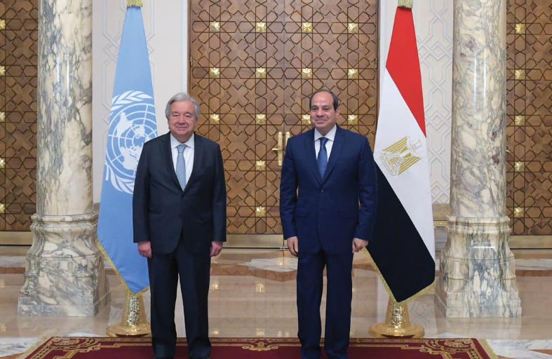 الســيسـي يبحث مـــع جوتيريش جهود وقف إطلاق النار في غزة