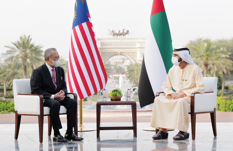 محمد بن راشد يستقبل رئيس وزراء ماليزيا