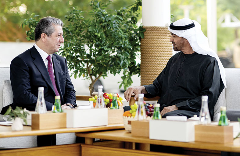 رئيس الدولة ورئيس حكومة إقليم كردستان العراق يؤكدان على تعزيز السلام والاستقرار في المنطقة  