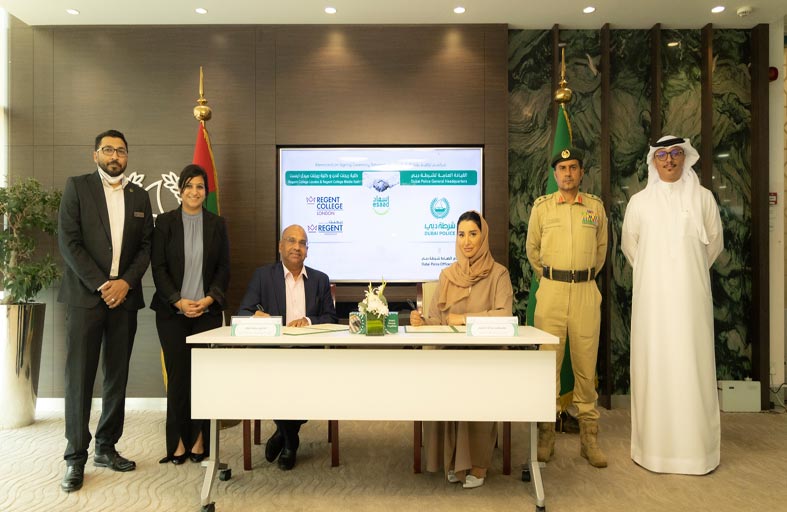 إسعاد شرطة دبي توقع مذكرة تعاون مع كلية «ريجنت» البريطانية