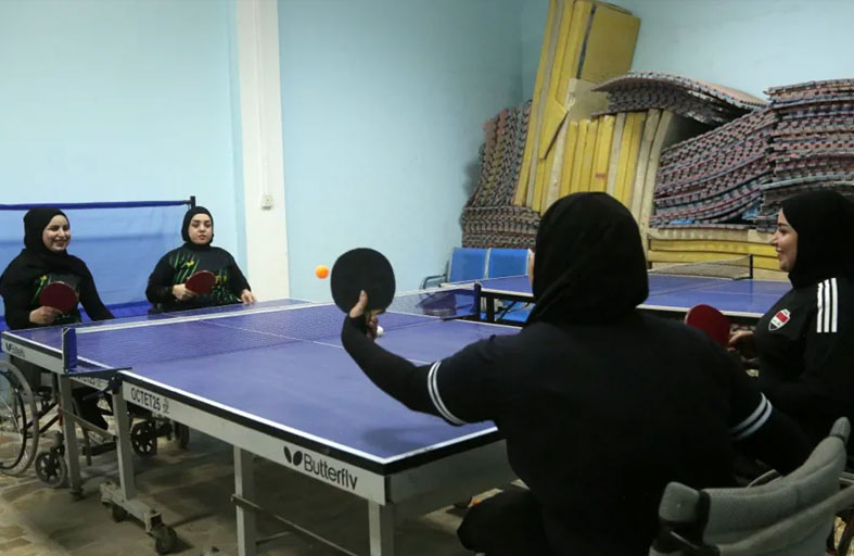  لاعبات تنس طاولة عراقيات على كراس متحركة يحلمن بالعالمية 