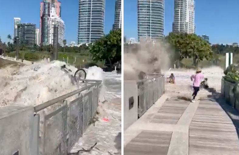 فيديو لموجات سريعة تباغت أميركيين في ميامي 