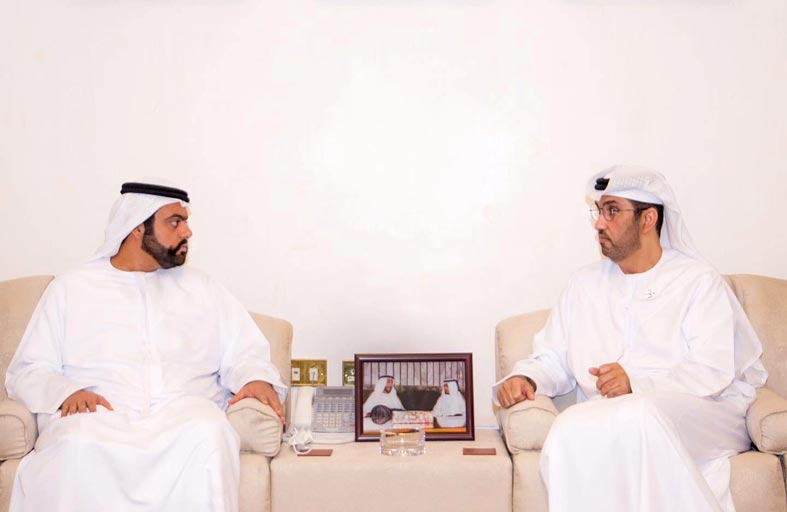 محمد الشرقي يستقبل سلطان الجابر ويبحثان مستجدات العمل في أدنوك البرية بالفجيرة