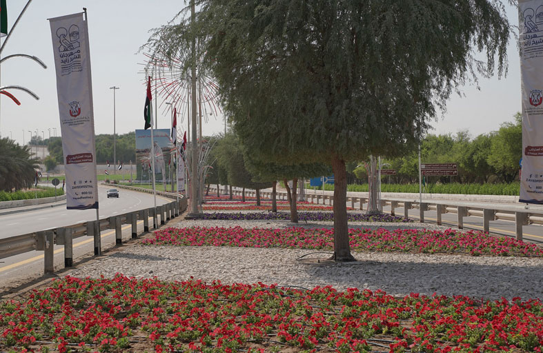بلدية مدينة أبوظبي تزين منطقة مهرجان الشيخ زايد بأعمال زراعية تجميلية