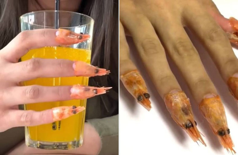 صالون تجميل يستخدم رؤوس الجمبري لتزيين الأظافر