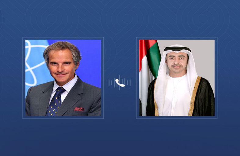 عبدالله بن زايد يؤكد خلال اتصال هاتفي مع غروسي دعم الإمارات للدور المحوري للوكالة الدولية للطاقة الذرية