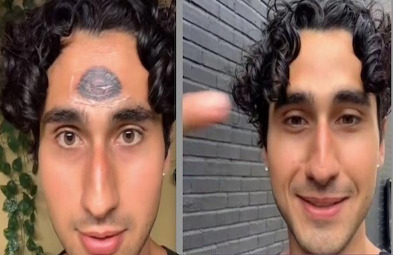 يرسم عيناً ثالثة على جبهته ليمنع نفسه من الانتحار