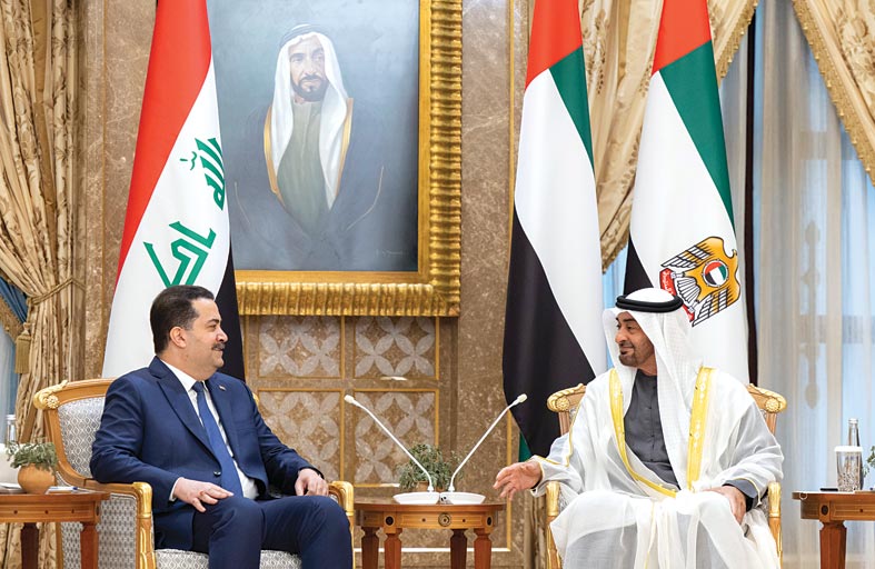 رئيس الدولة يؤكد مساندة الإمارات لشعب العراق وسيادته وازدهاره وتقدمه