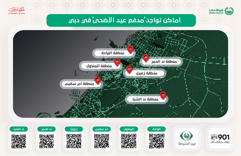 شرطة دبي تحدد 6 مناطق لمدفع عيد الأضحى