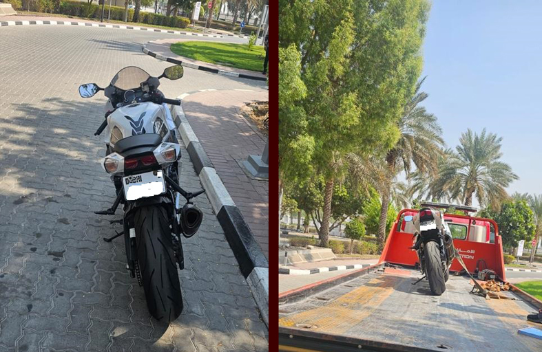 شرطة دبي تضبط شاباً قاد دراجته بسرعة 280 كم/ ساعة