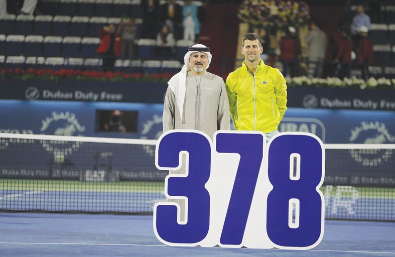 سوق دبي الحرة للتنس تحتفي برقم ديوكوفيتش القياسي