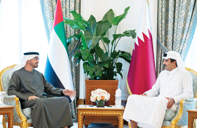 رئيس الدولة يؤكد دعم الإمارات جميع الإجراءات التي تتخذها قطر للحفاظ على سيادتها وسلامة أراضيها 
