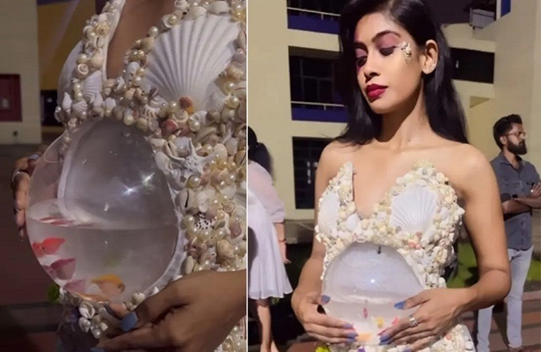 عارضة تتعرض للانتقاد بعدما تزينت بأسماك حية