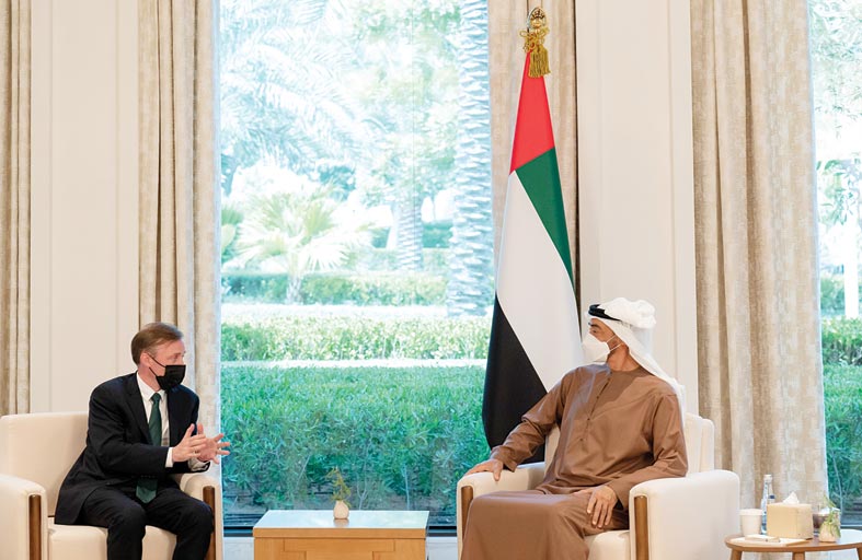 محمد بن زايد يبحث مع مستشار الأمن القومي الأميركي العلاقات الثنائية وقضايا المنطقة
