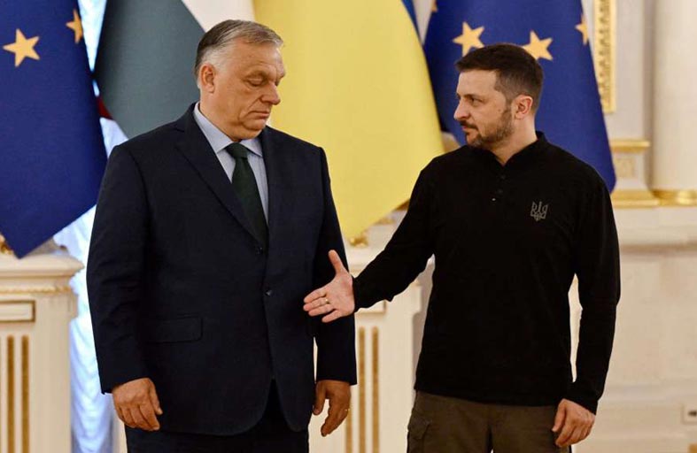 حوار الصم بين فيكتور أوربان وفولوديمير زيلينسكي  