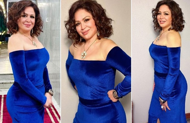 إلهام شاهين تتألق بالأزرق في بغداد