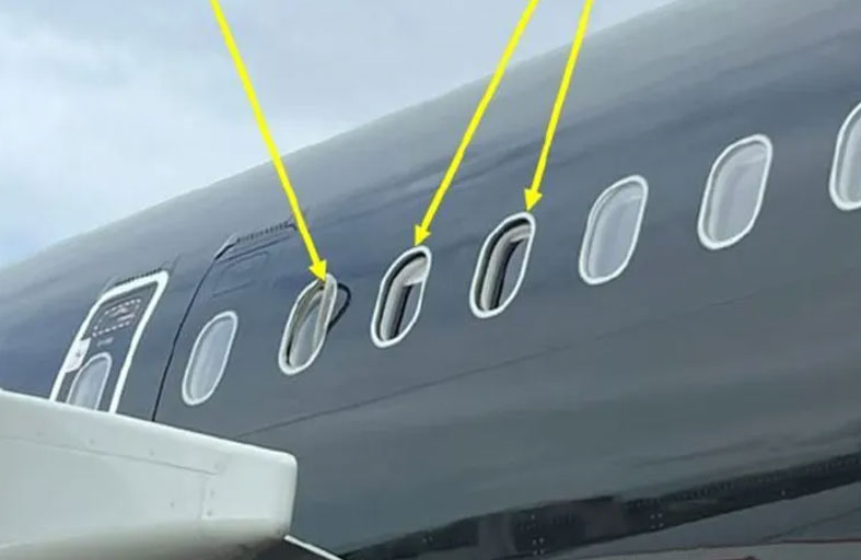 3 نوافذ  غير موجودة .. اكتشاف خطير في طائرة بعد إقلاعها