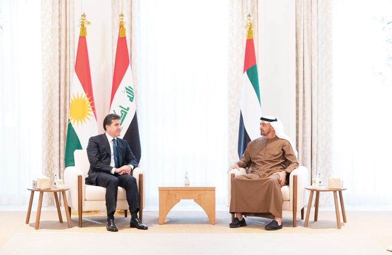 محمد بن زايد يبحث مع رئيس إقليم كردستان العراق علاقات التعاون والمستجدات في المنطقة 