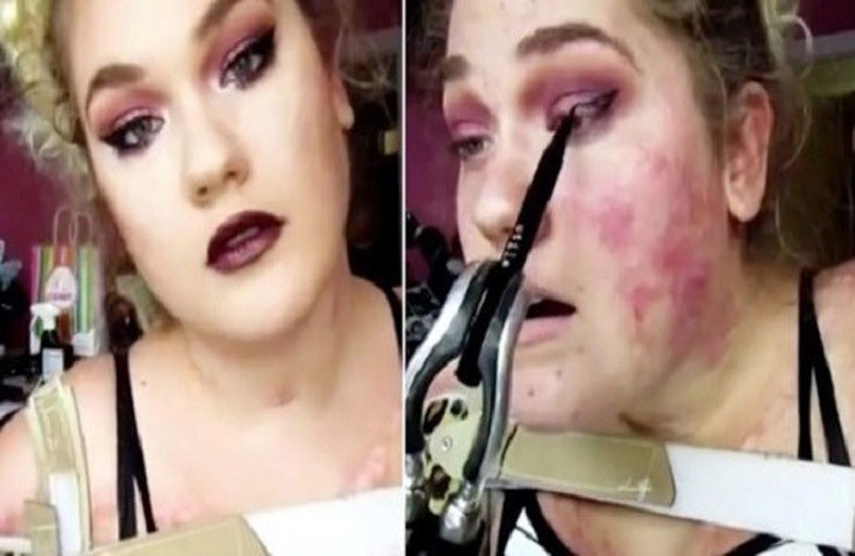 تتحول إلى فنانة مكياج رغم فقدانها أطرافها 