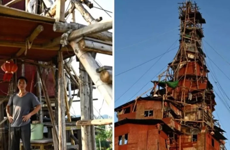 يتحدى قرار إزالة منزله ببناء هرم من 10 طوابق