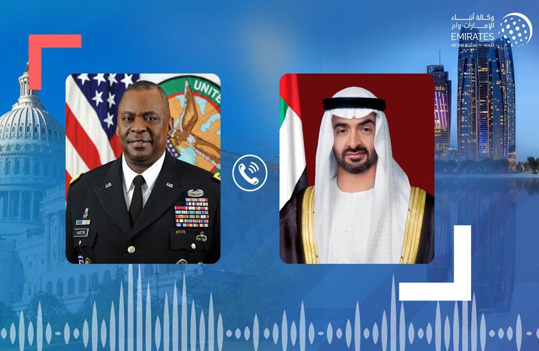محمد بن زايد يبحث هاتفيا مع وزير الدفاع الأميركي العلاقات الاستراتيجية و الدفاعية و قضايا المنطقة