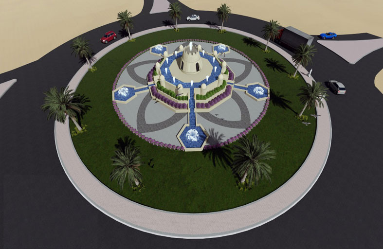 بلدية منطقة الظفرة تنفذ أعمال تطوير دوار مشروع المغيرة السكني بالمرفأ