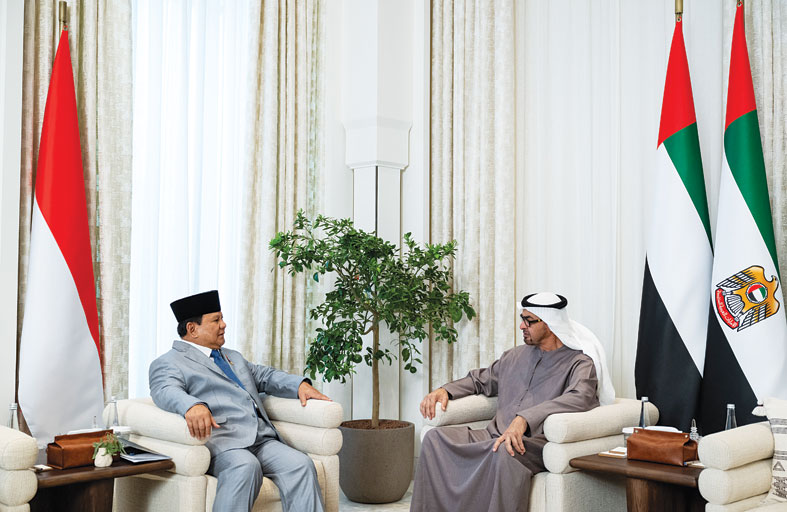 رئيس الدولة والرئيس الإندونيسي يؤكدان على دعم السلام والاستقرار إقليميا ودوليا 