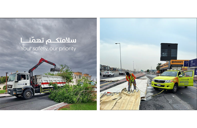 أكثر من 100 بلاغ طارئ تعاملت بلدية دبي معه نتيجة العاصفة المطرية أمس الأول