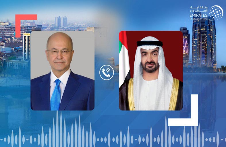 محمد بن زايد يتلقى اتصالا هاتفيا من الرئيس العراقي أدان خلاله الهجمات الإرهابية الحوثية على الإمارات