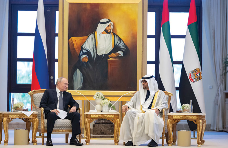 رئيس الدولة والرئيس الروسي يؤكدان أهمية وقف إطلاق النار في غزة وحماية المدنيين والعمل على حل الدولتين 