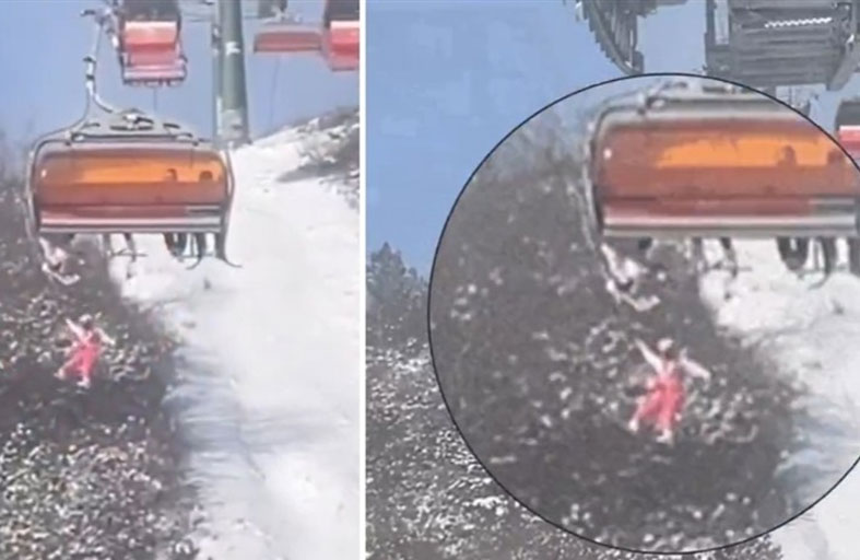 سقوط طفلة من عربة تزلج على ارتفاع شاهق  