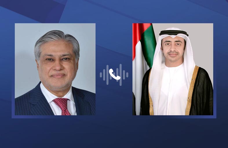 عبدالله بن زايد يهنئ هاتفيا إسحاق دار .. ويبحثان علاقات التعاون والشراكة الاستراتيجية الإماراتية الباكستانية