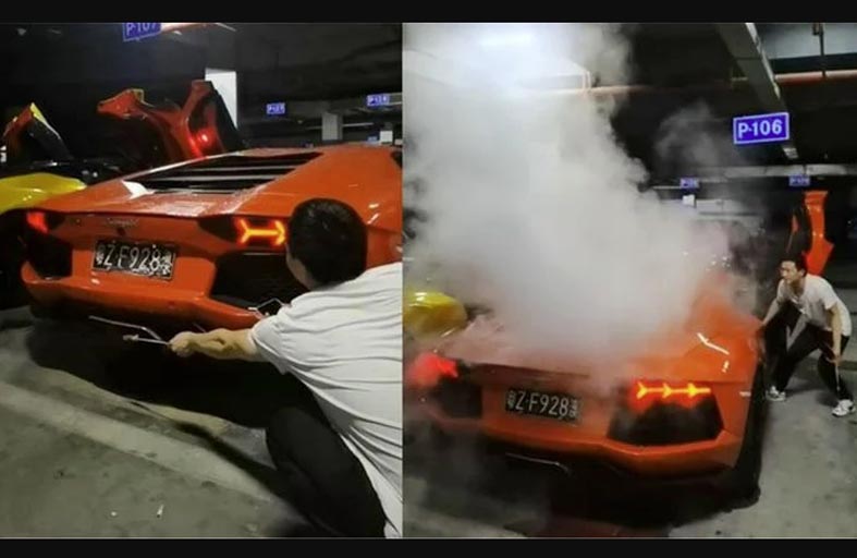 يشوي أغلى سيخ لحم في العالم باستخدام لمبرغيني