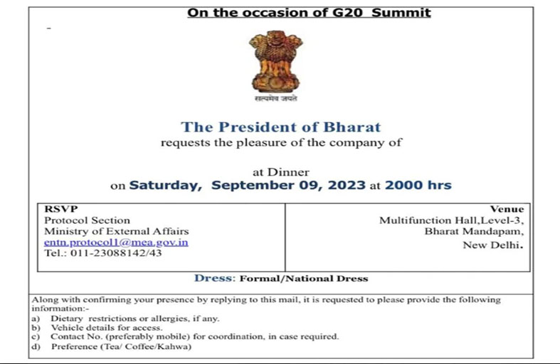 دعوة العشرين.. استبدال كلمة «الهند» بالاسم القديم «بهارات»