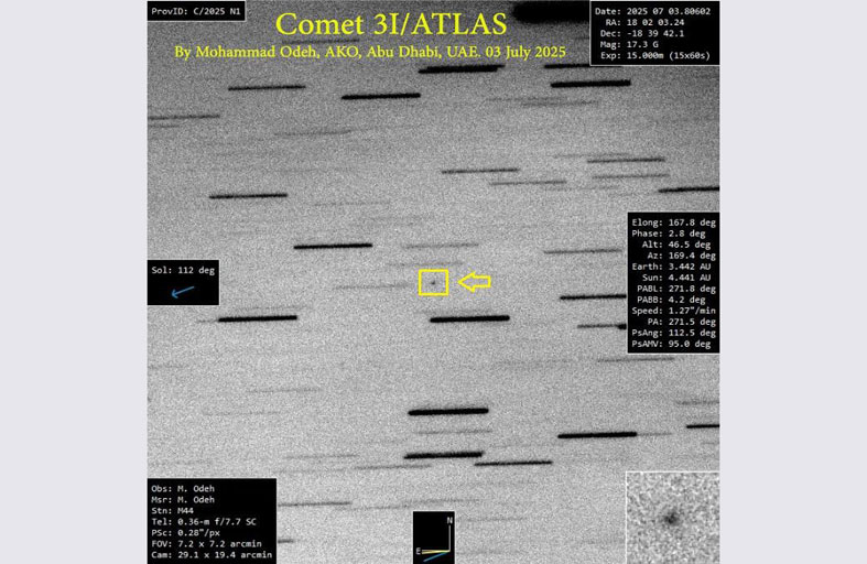 مرصد إماراتي يصور مذنبا قادما من فضاء ما بين النجوم