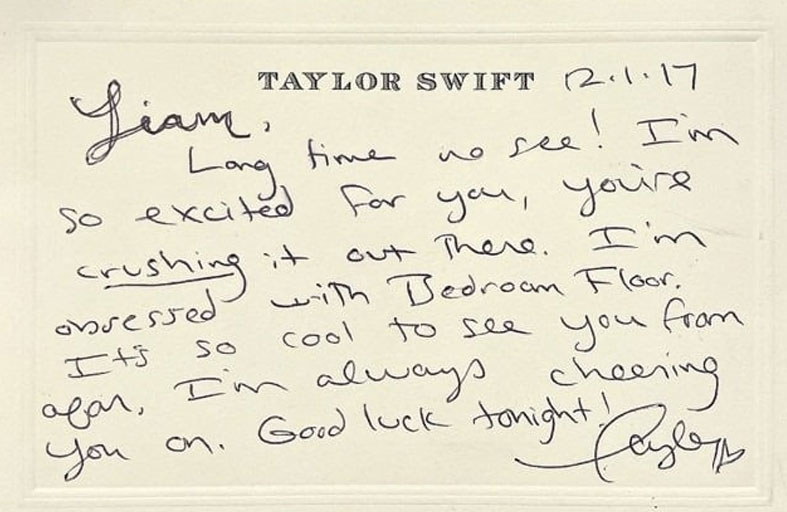 رسالة بخط يد تايلور سويفت في مزاد 