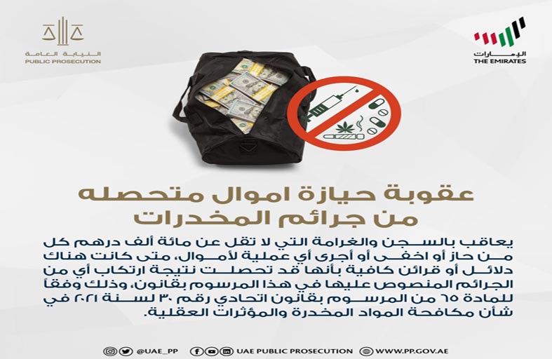 النيابة العامة للدولة: السجن والغرامة عقوبة حيازة أموال متحصلة من جرائم المخدرات