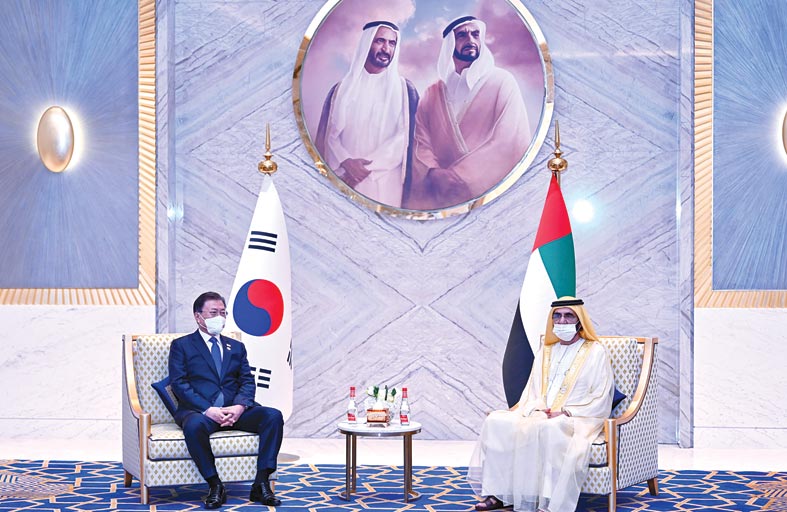 محمد بن راشد يستقبل رئيس كوريا ويشيد بالشراكة الاستراتيجية بين البلدين