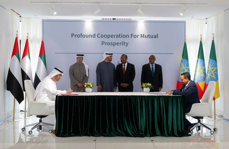 رئيس الدولة ورئيس وزراء إثيوبيا يشهدان توقيع مذكرات تفاهم واتفاقيات تعاون بين البلدين 