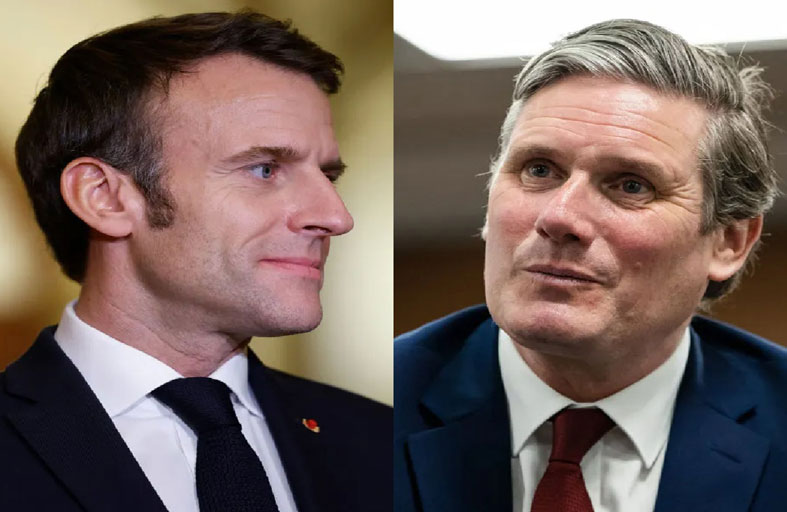 ستارمر وماكرون يطالبان روسيا بهدنة 30 يوماً تمهيداً للسلام