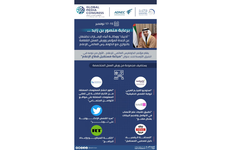أدنيك ووكالة أنباء الإمارات تكشفان عن أجندة المؤتمر بالتوازي مع الكونغرس العالمي للإعلام 