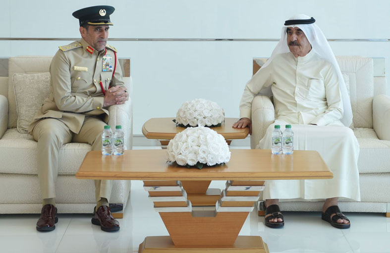 حاكم أم القيوين يتقبل تعازي قائد شرطة دبي في وفاة الشيخة حصة بنت حميد الشامسي