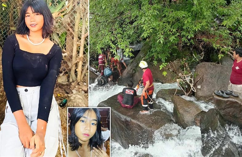 تسقط في شلال وهي تلتقط صورة!