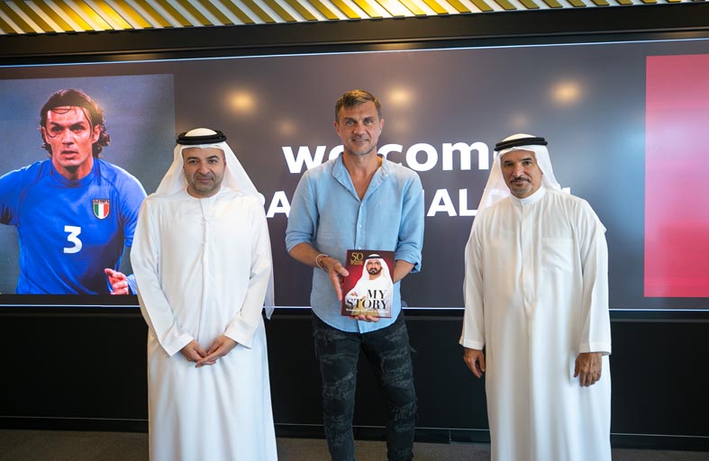 أمين عام مجلس دبي الرياضي يلتقي وزير الرياضة في تتارستان والنجم باولو مالديني