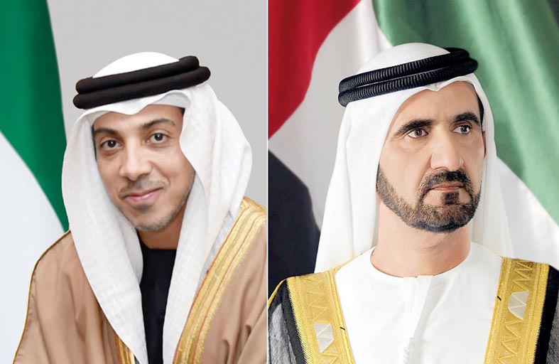 محمد بن راشد ومنصور بن زايد يهنئان أحمد نواف الأحمد الصباح 