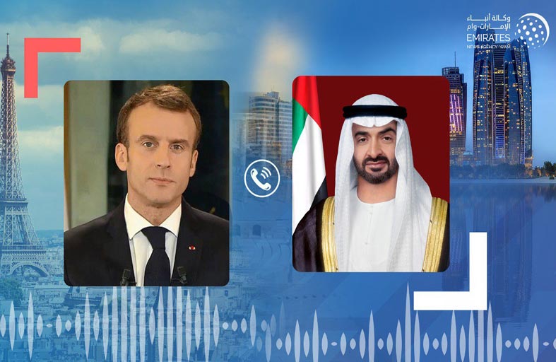 محمد بن زايد يهنئ هاتفيا الرئيس الفرنسي بفوزه بولاية رئاسية ثانية