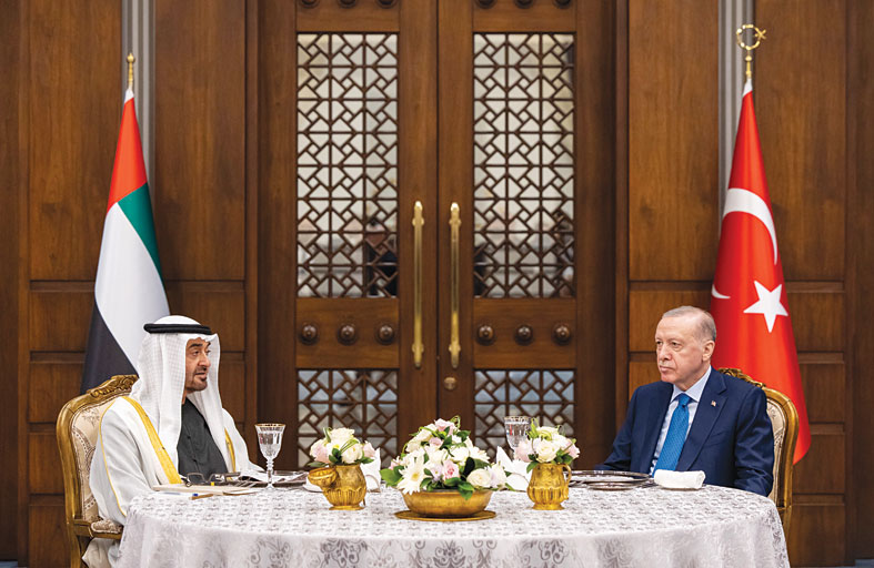 رئيس الدولة والرئيس التركي يبحثان مواصلة  تعزيز علاقات البلدين والمستجدات في المنطقة  